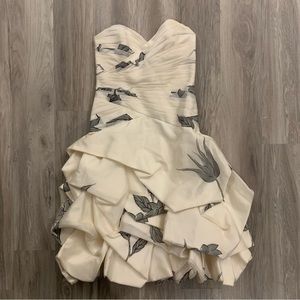 Monique Lhuillier | Ruched Silk Floral Cocktail Dress | Sz 6